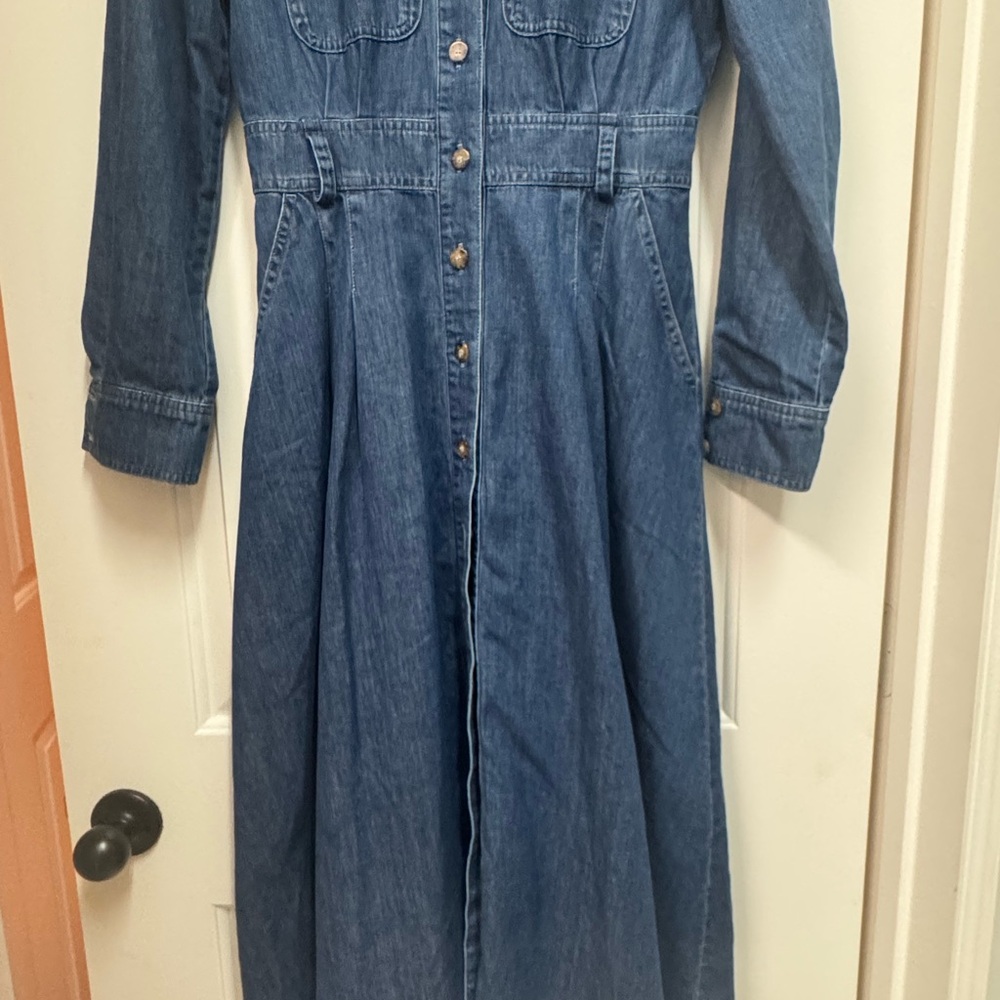 Sezane Gwen Blue Denim Midi Dress sz 36 new - Picture 3 of 10